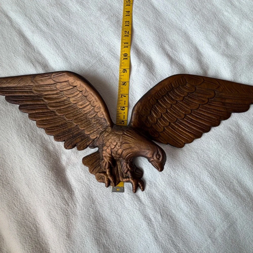 Vintage Royal Cast Metal Eagle Wall Hanging Plaque Bronze Tone 23 Inch Americana